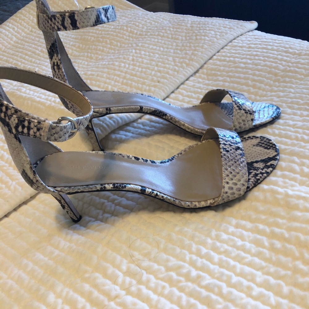 Reptile leather ankle strap heels